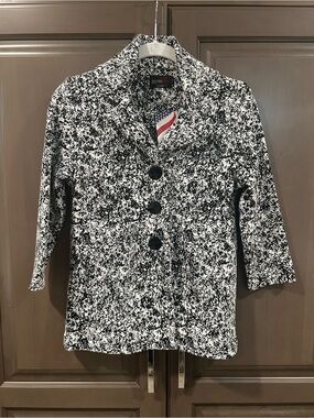 Andria Lieu Black & White Blazer Jacket, Size XS, NWT